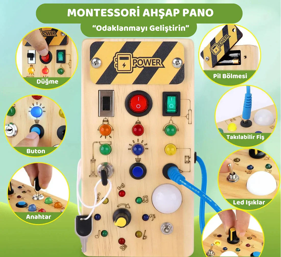 Montessori Işıklı Aktiviteli Pano